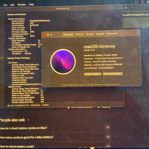 Used Apple MacBook Air 13 2020 Space Gray/Intel Core i3 1.1 GHz, 256 GB 8 GB Ram - Picture 11 of 12